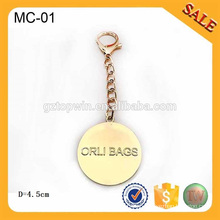 MC01 Custom zinco liga metal hang tag para senhora saco decoração